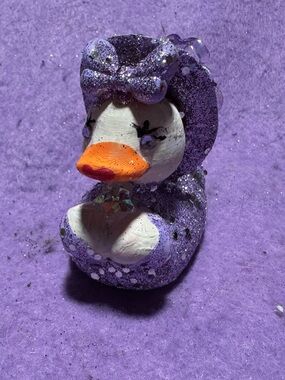 Purple Glitter rubber Duck Figurine with Orange Beak